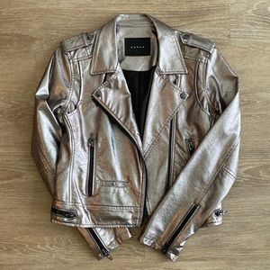 Blank NYC Faux Leather Metallic Moto Jacket, Size XS
